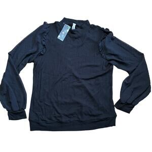 Sheer Sleeve Mockneck Shirt